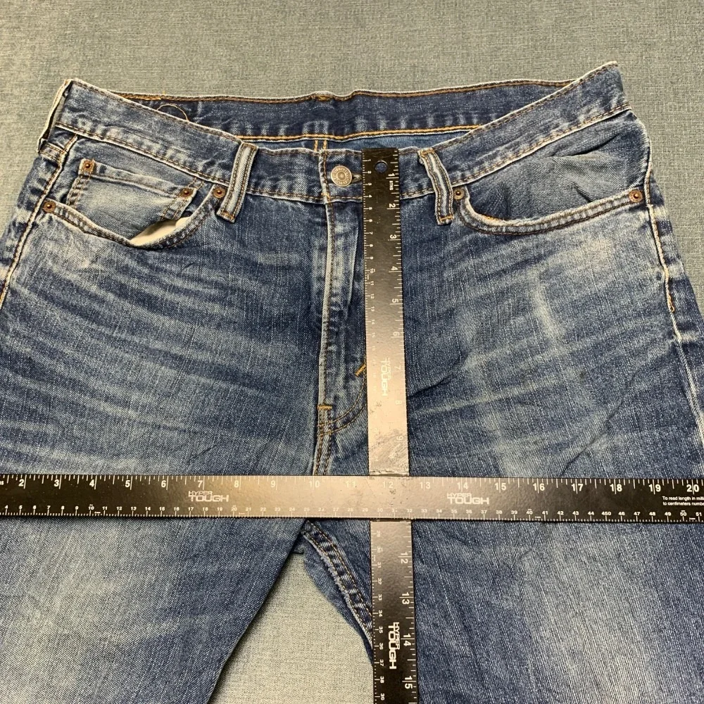 Levi's Jeans Mens 29x38 Blue Whiskering Denim Stretch Medium Wash Straight Leg